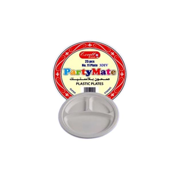 Picture of Excell Partymate No.11 Plastic 3 Divider Plate 25pcs